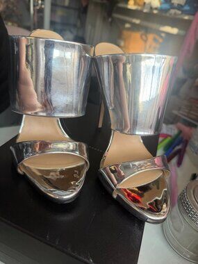 Giuseppe Zanotti Coline 110 Silver Mirror Mule Heels